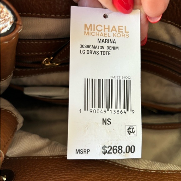 Michael Kors NWT Marina Signature Print Denim & Leather Drawstring Bucket Bag - Picture 13 of 13